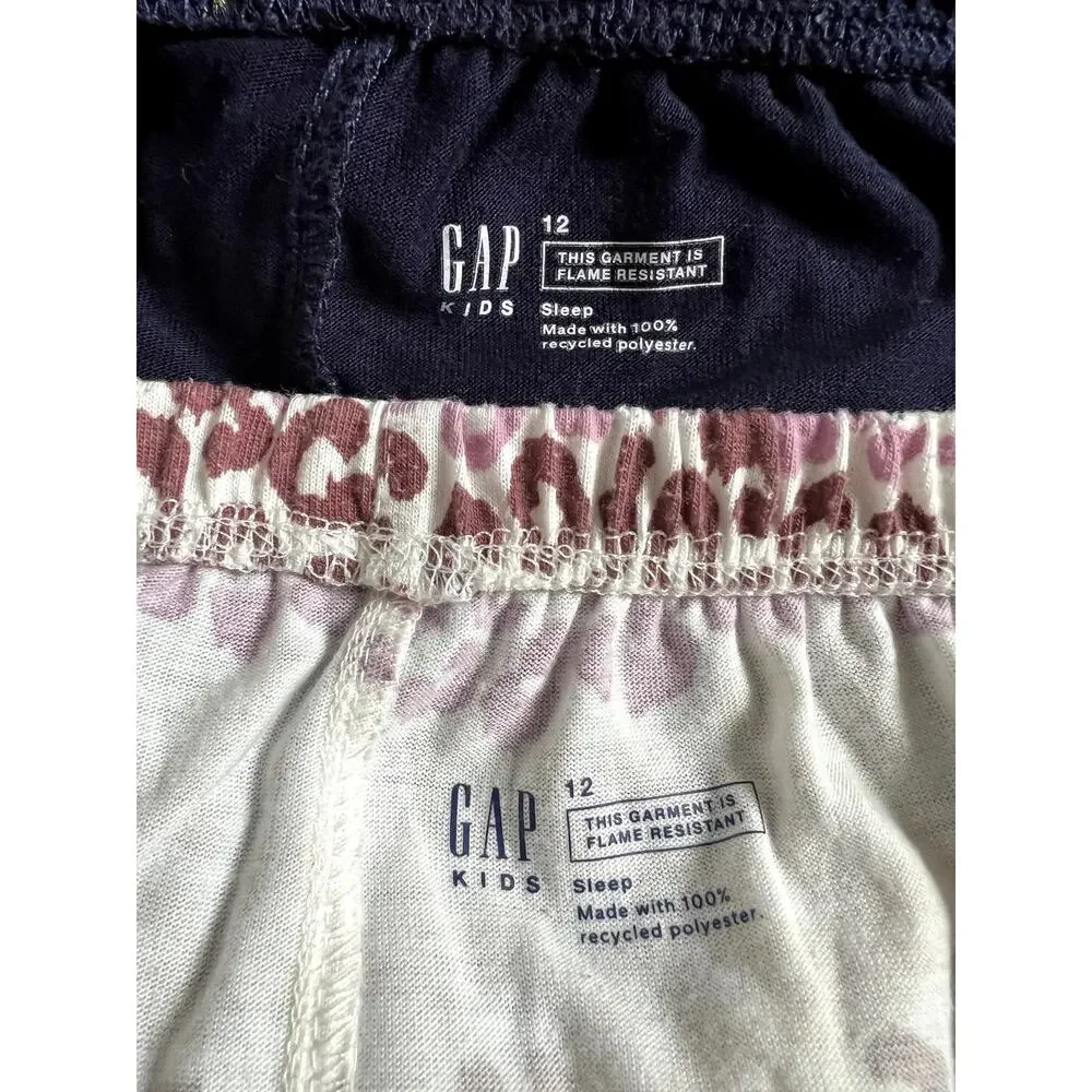 Gap 2-Bundle White Leopard & Navy Stars Jogger Pajamas Pants (Youth size 12)